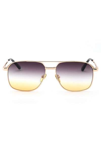 Angel Eyes Geometric Rectangle Design Gold Frame Double Color Glass Sunglasses Men&Women