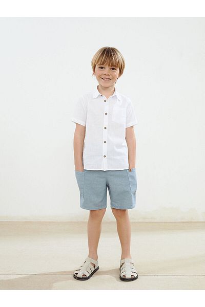 LC Waikiki Pantaloni scurți de in pentru băiat cu buzunare și talie elastică