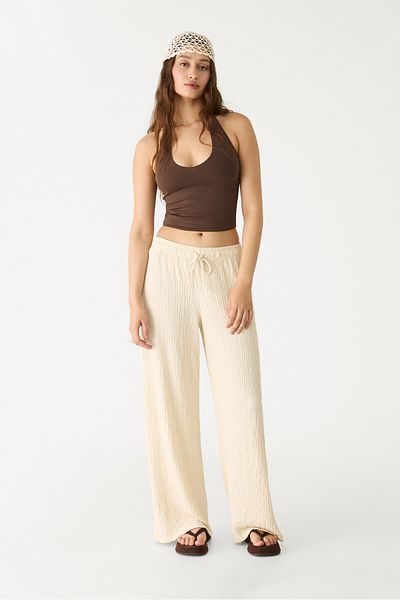 Stradivarius Textured flowing trousers
