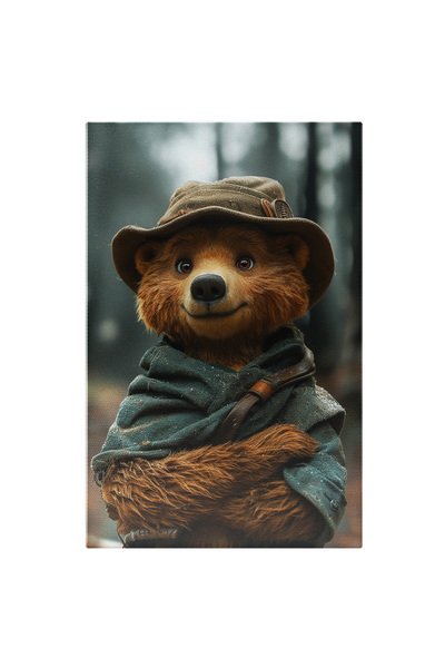 StoryGift Romania Tablou Canvas Ursulețul Înfrigurat cu Pălărie de Cașmir Iarna în Trecere Timpuri Răcoroase , Pi