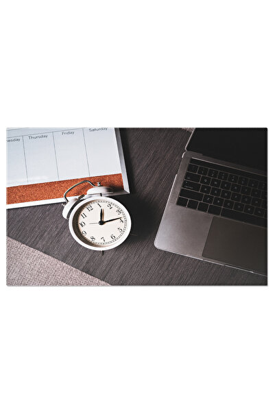 StoryGift Romania Tablou Canvas Vederea de sus a ceasului si a calculatorului...