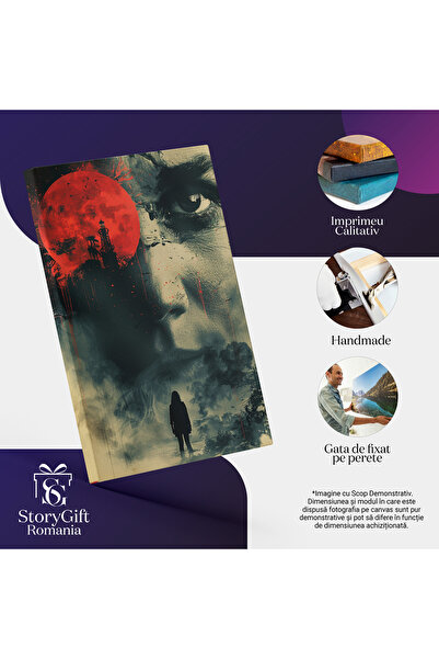 StoryGift Romania Tablou Canvas Personaj Feminin Care Priveste Catre Un Chip De Femeie Cu Ochii Tristi Si Chipul
