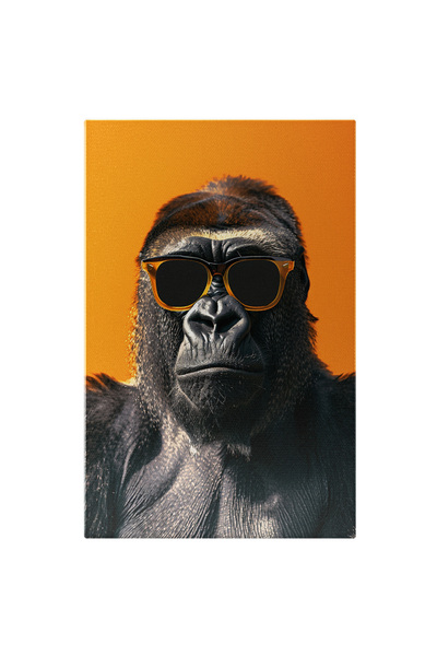 StoryGift Romania Tablou Canvas Portret Simplu Close up al Gorilei Cu Ochelari de Ssoare Protectori Galbeni , Pic