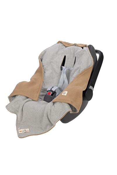 Lassig بطانية أطفال بغطاء رأس من القطن العضوي متوافقة مع مقعد السيارة، مقاس 78 × 78 سم، معتمدة من GOTS
