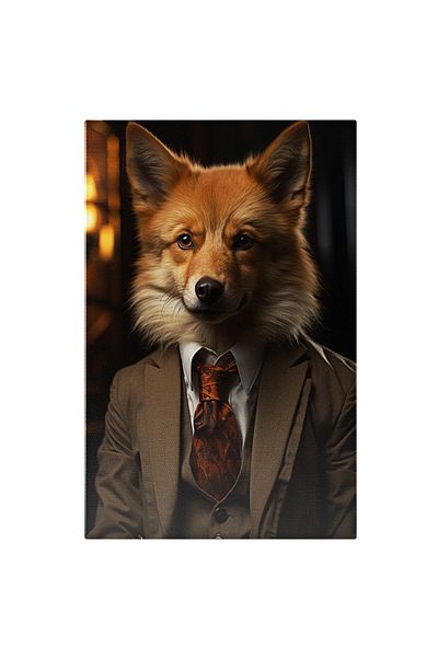 StoryGift Romania Canvas Painting: Night Portrait Elegant Fox in Suit and Tie Digital Painting