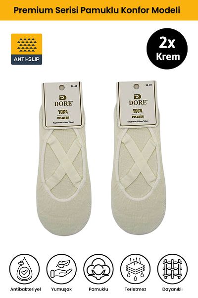 Dore Original Women's 2 Pairs Anti-Slip Sole Pilates Yoga Dance Ballet Plates Anti-Slip Socks - Standard Size