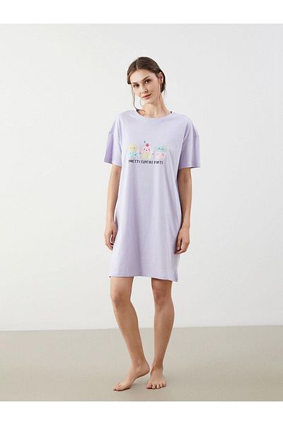 LC Waikiki Cămașă de noapte pentru femei cu imprimeu LCW Young Crewneck (S5)