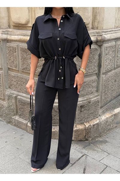 Friday Mood Women's Lacing Detailed Shirt and Pants Set