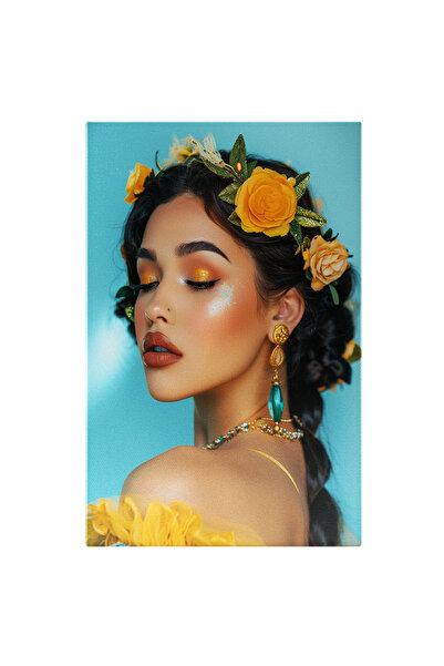 StoryGift Romania Tablou Canvas Exotica Fata in Rochie cu Parul Brunet Lung s...