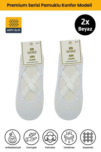 Dore Original Women's 2 Pairs Anti-Slip Sole Pilates Yoga Dance Ballet Plates Anti-Slip Socks - Standard Size