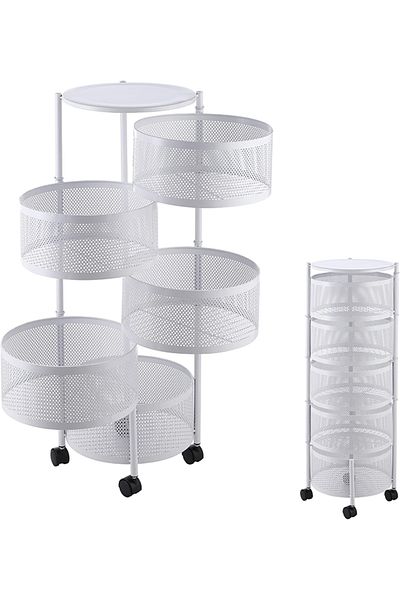 Cady One 5-Tier Revolving Kitchen Organizer, Metal Round Kitchen Storage Rack