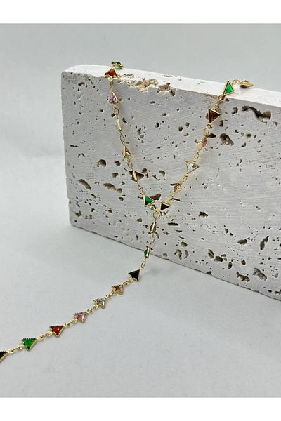 lysiaaccessory Colorful Triangle Zircon Stone Y Model Pendant Necklace