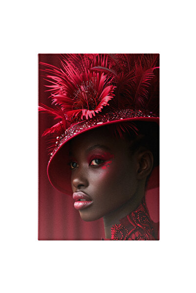 StoryGift Romania Canvas Painting Black Woman with Makeup Eyes and Hat with F...