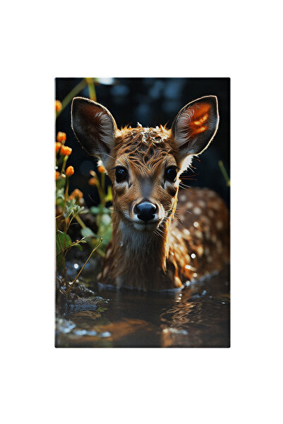 StoryGift Romania Tablou Canvas: Capriciul Căprioarei în Apa Rece a Pădurii O...