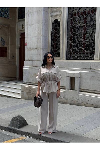 Friday Mood Women's Lacing Detailed Shirt and Pants Set