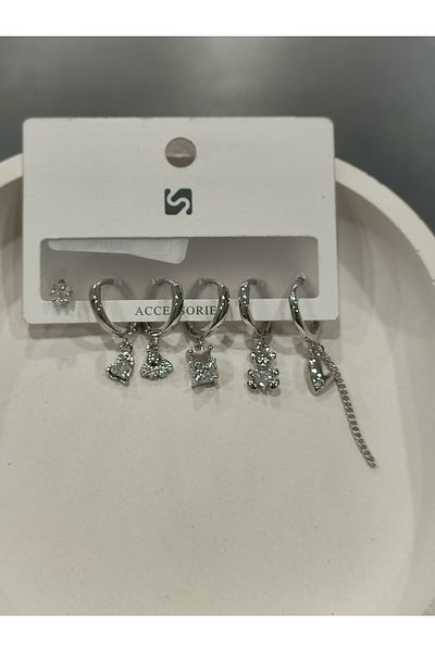 Bijutek Bijouterie Silver Cz - Pearls - Heart & Butterfly Pattern Dangle Multi Metal Women Earrings Jewelry