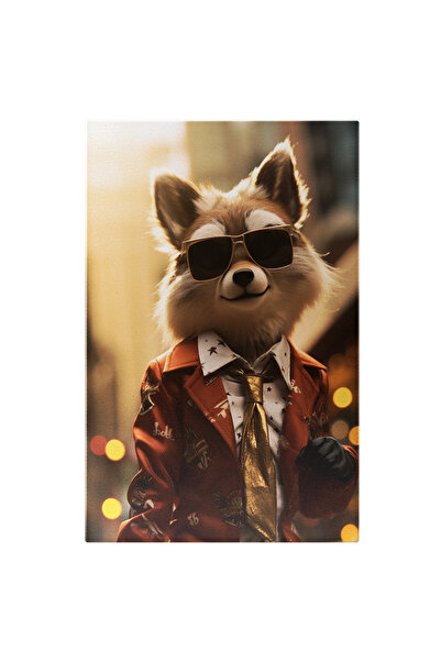 StoryGift Romania Tablou Canvas: Fox Portrait Vulpe imbracata Elegant cu Manu...