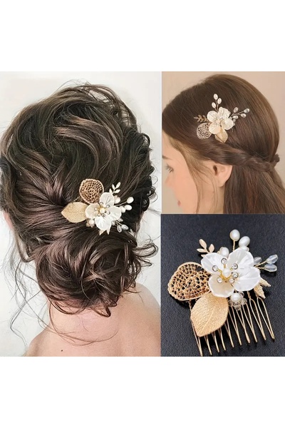 GlassySKY 1Pc Stylish Floral Pearl Hair Accessory Wedding/Henna/Birthday/Part...