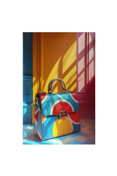 StoryGift Romania Tablou Canvas Geanta Multicoloră În Nuanțe de Roșu Albastru...