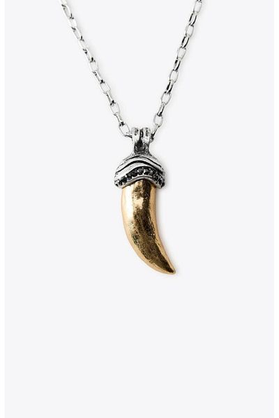 lysiaaccessory Zr Model Shiny Stone Horn Charm Necklace