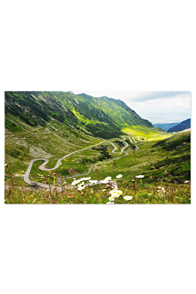 StoryGift Romania Tablou Canvas: Peisaj Fagaras - Drum, Munti, Natura, Cer Al...