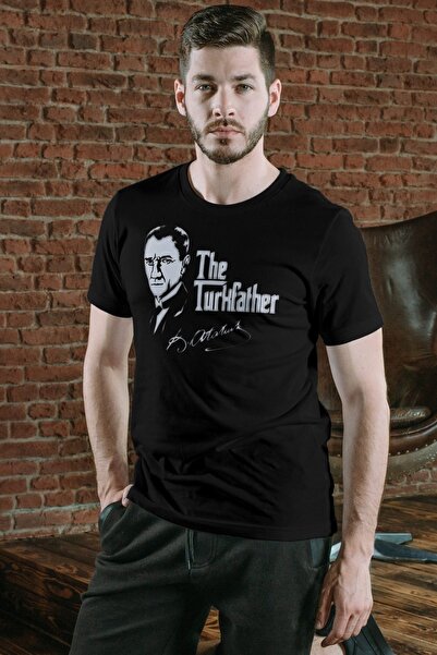 Texclusive Majica Türkfather, majica Atatürk, crna unisex