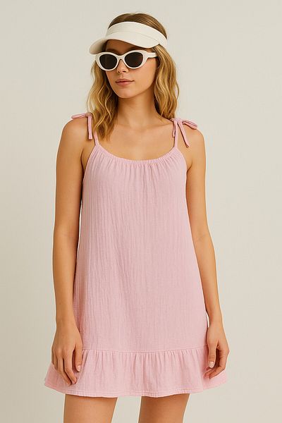 cotton maison Φόρεμα παραλίας με βολάν με λουράκια μουσελίνας - Καλοκαιρινή κομψότητα & άνεση