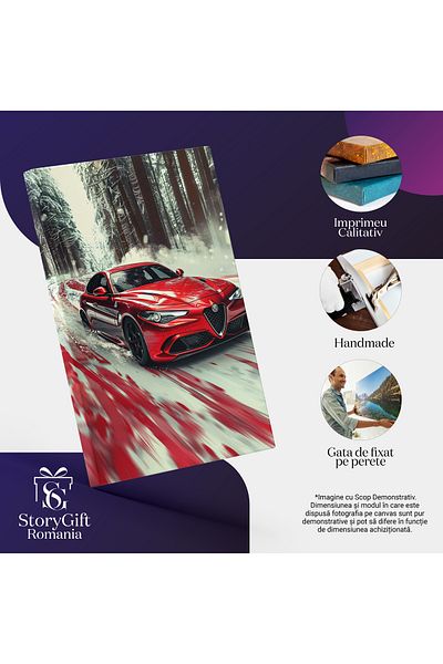 StoryGift Romania Tablou Canvas Autoturism De Lux Masina Special Facuta Pentru Viteza Alfa Romeo Gta Rosie Trece