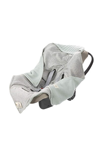 Lassig بطانية أطفال بغطاء رأس من القطن العضوي متوافقة مع مقعد السيارة، مقاس 78 × 78 سم، معتمدة من GOTS