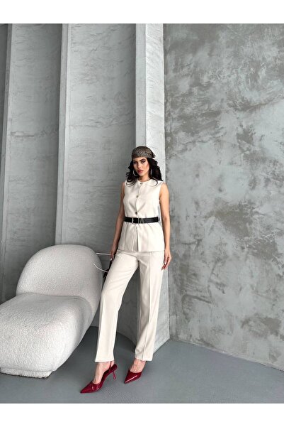 Bella Breeze بدلة نسائية مكونة من قطعتين سترة بحزام Palazzo Pants