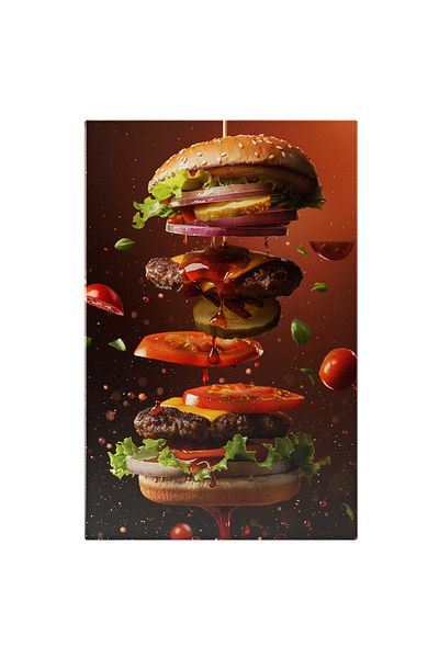 StoryGift Romania Canvas Print The Beautifully Placed Burger for Fast Food Lovers, The Delicious Burger with Vegetables