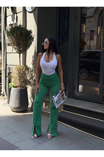 Friday Mood Women's Slit Detailed Flare Jean