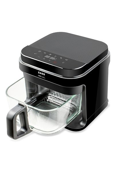 Zass Friteuză cu aer cald ZAF 09, capacitate 5,5 l, coș detașabil din sticlă securizată, control digital, negru