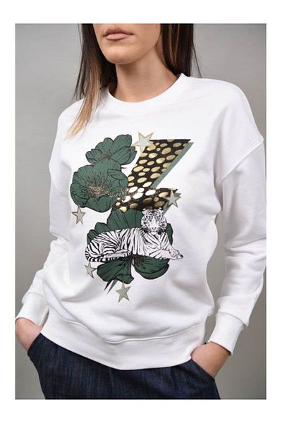 Y TWO WOMEN SPORTS SWEATSHIRT WITH TIGER PRINT GENEVA White ONE SIZE