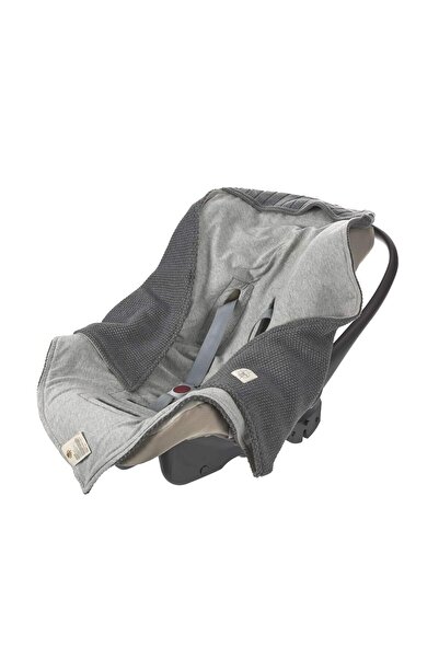 Lassig Organic Cotton Hooded Baby Blanket Car Seat Compatible, 78X78 Cm, Gots Certified