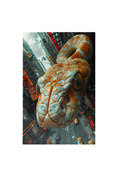 StoryGift Romania Tablou Canvas Marele Sarp Alb-Portocaliu cu Ochii Inspaiman...