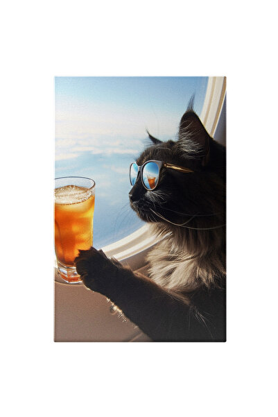 StoryGift Romania Tablou Canvas Călătorie cu Avionul Pisică British Shorthair...