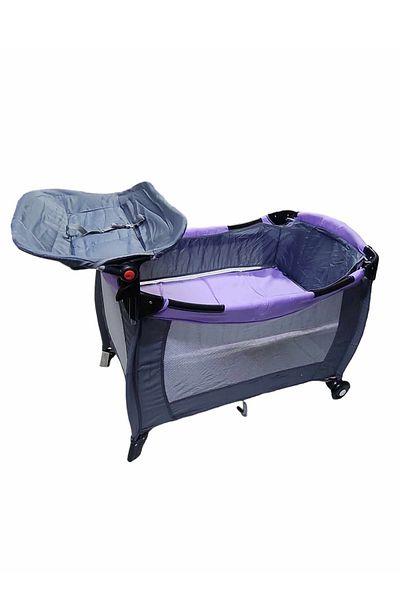 BabyCara Multi-Purpose Nursery Playpen Foldable Cot And Diaper Changer Baby Bed Carry Bag 110x60 Purple
