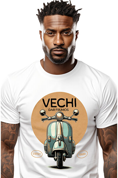 StoryGift Romania Tricou Barbati Vechi, Dar Frumos Scuter Vintige Clasic Moto...