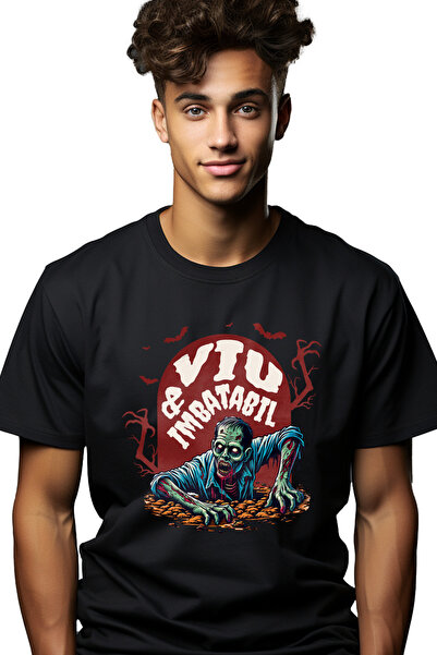 StoryGift Romania Tricou Barbati Viu & Imbatabil Zombie Iesind Din Mormant Ho...