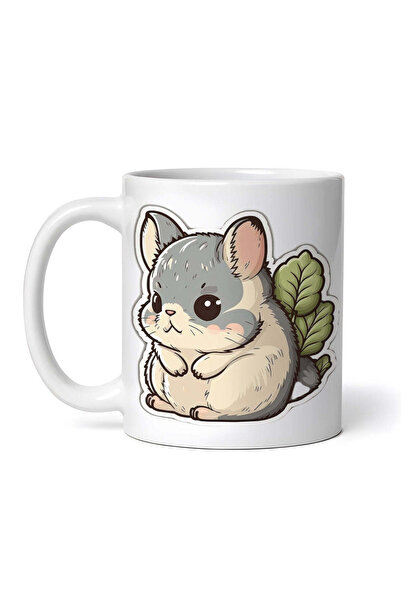 OEM Cană albă personalizată, Chinchilla în frunze, INOVATIX®. 330ml