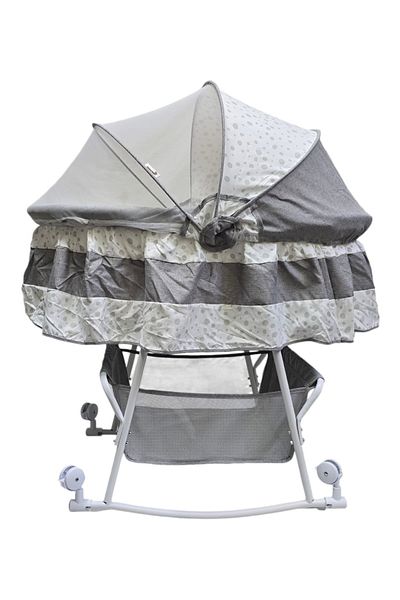BabyCara Rocking Baby Cradle with Mosquito net and Storage Basket Lock Function for 0-12 Months