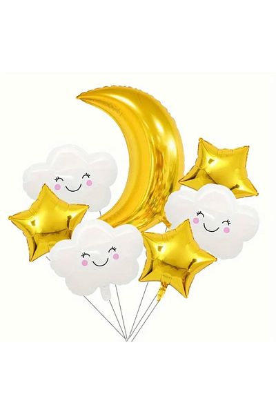 ALYA Σετ γενεθλίων PARTY Moon Star And Cloud Foil Balloon