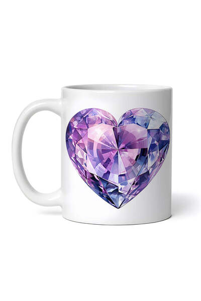 OEM Cană albă personalizată, mâner din cristal cu diamant D, INOVATIX®. 330 ml