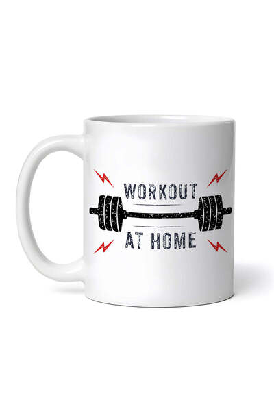 OEM Cană albă personalizată, Antrenament acasă. Coronavirus. Viață în caranti...