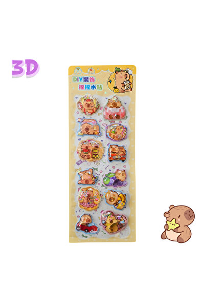 Fancy Space Capybara Disney 3 Boyutlu Sulu Sticker Sarı
