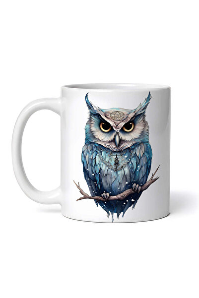 OEM Cană albă personalizată, Bufniță cu colier, INOVATIX®. 330ml