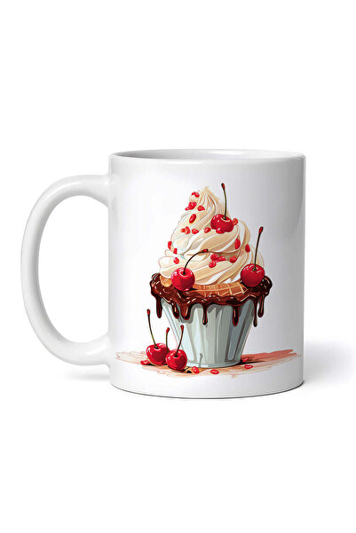 OEM Cană albă personalizată, înghețată de vanilie cu cireșe și rodie, INOVATI...