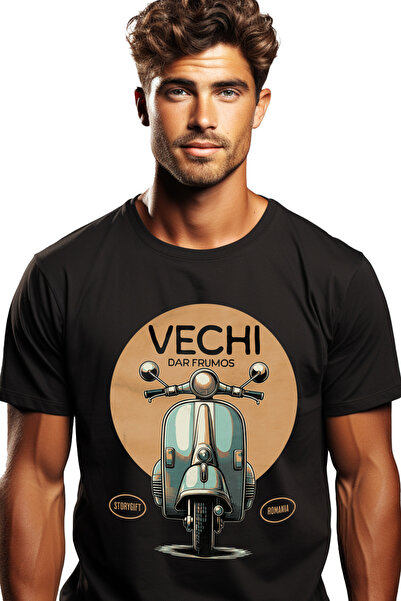 StoryGift Romania Tricou Barbati Vechi, Dar Frumos Scuter Vintige Clasic Moto...
