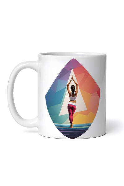 OEM Εξατομικευμένη λευκή κούπα, θέση τριγώνου γιόγκα, INOVATIX®. 330ml